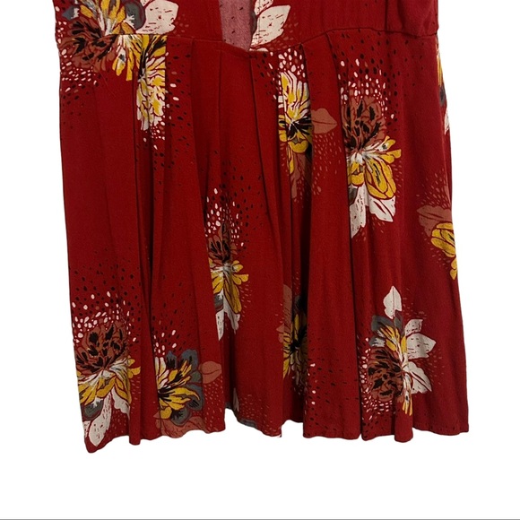 FREE PEOPLE Boho Lovely Day Red Floral Sleeveless Tie Front Dress - Picture 11 of 16